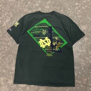 Vintage Notre Dame Football Champion T Shirt XL Green Fighting Irish Graphic Tee